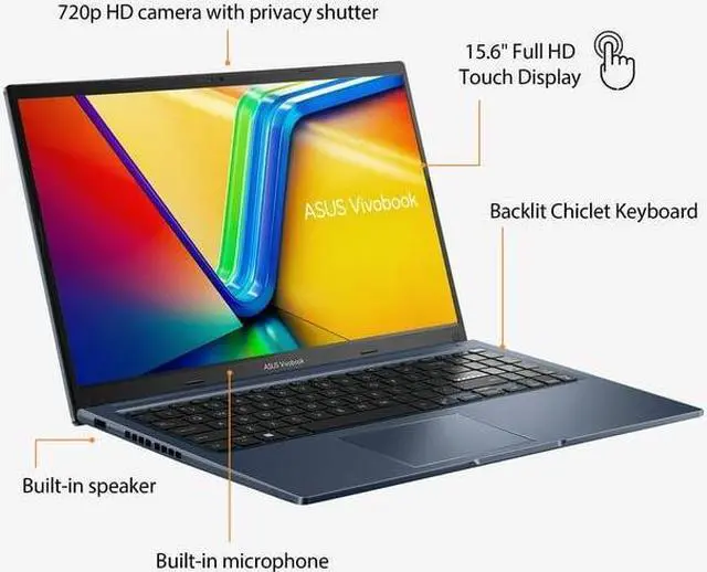 Alt view image 9 of 13 - ASUS Vivobook 15.6 Touch PC Laptop, Intel Core i7-1255U, 16GB, 512GB, Win 11 Home, F1502ZA-WH74
Notebook PC