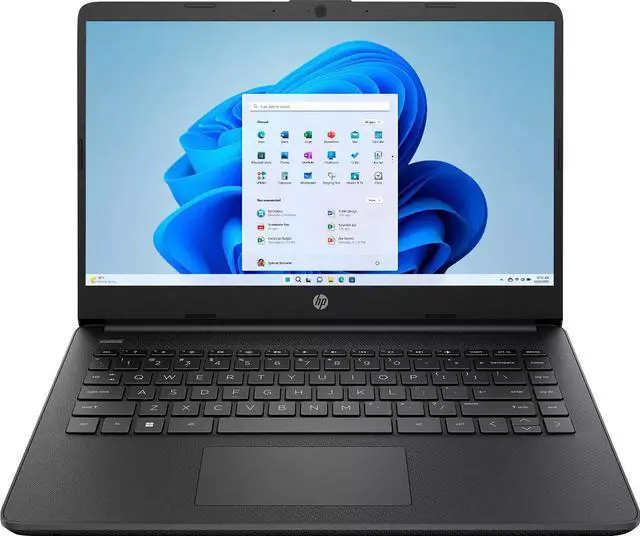 Alt view image 2 of 6 - HP 14" HD Laptop | Quad-core Intel Celeron processor | Intel UHD Graphics| HDMI 1.4 | Jet Black | 4GB RAM | 128GB SSD | Windows 11 S | Bundle with Wireless Mouse