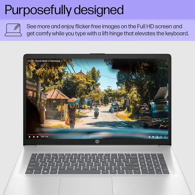 Alt view image 3 of 6 - HP 17.3 inch FHD Display Laptop | AMD Ryzen 5 7520U((Beat i7-1165G7) | AMD Radeon Graphics | Webcam| Bluetooth | Silver| 16GB RAM | 512GB SSD | Windows 11 Home |Bundle with Laptop Stand