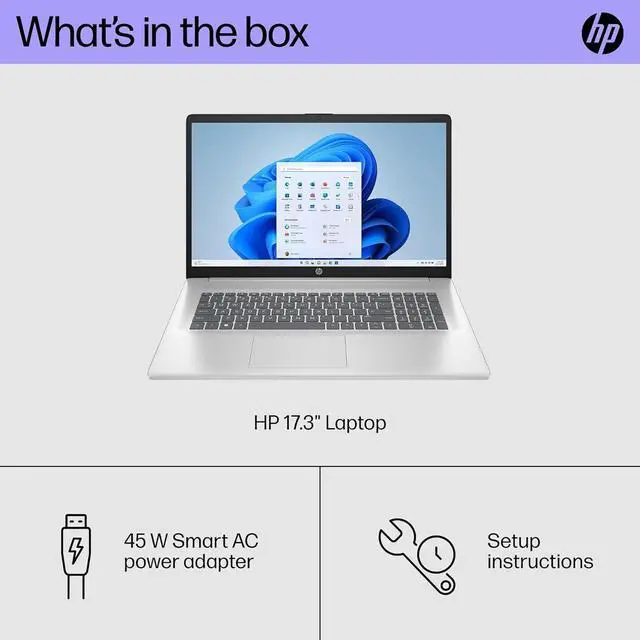Alt view image 6 of 6 - HP 17.3 inch FHD Display Laptop | AMD Ryzen 5 7520U((Beat i7-1165G7) | AMD Radeon Graphics | Webcam| Bluetooth | Silver| 16GB RAM | 512GB SSD | Windows 11 Home |Bundle with Laptop Stand