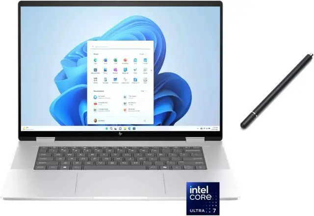 Main image of HP Envy 2-in-1 16" 2K Touch-Screen Laptop | Intel Core Ultra 7 155U |Intel graphics | 5MP IR camera | Backlit | Silver | 16GB RAM DDR5 | 2TB SSD | Windows 11 Home | Bundle with Stylus Pen