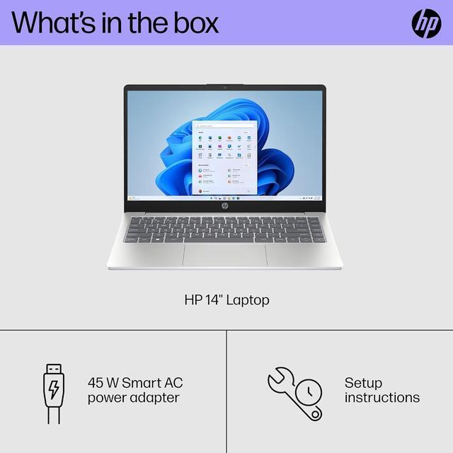 Alt view image 6 of 6 - HP 14 inch FHD Display Slim Laptop | Intel Core i7-1355U Processor | Intel Iris Xe Graphics |Webcam | Silver | 32GB RAM | 1024GB SSD | Windows 11 Home | Bundle with USB 3.0 Hub