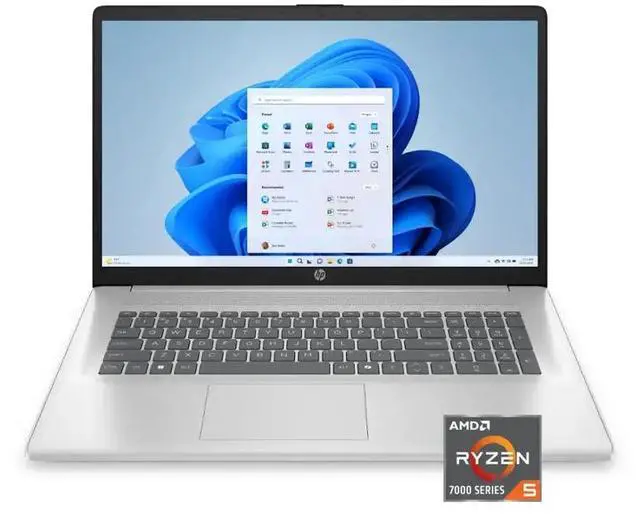 Alt view image 2 of 6 - HP 17.3" Full HD Laptop |AMD Ryzen 5 7520U(Beat i5-1155G7)|AMD Radeon graphics|Webcam |Copilot|Silver| 8GB RAM DDR5 | 2TB SSD |Windows 11 Home |Bundle with USB 3.0 Hub