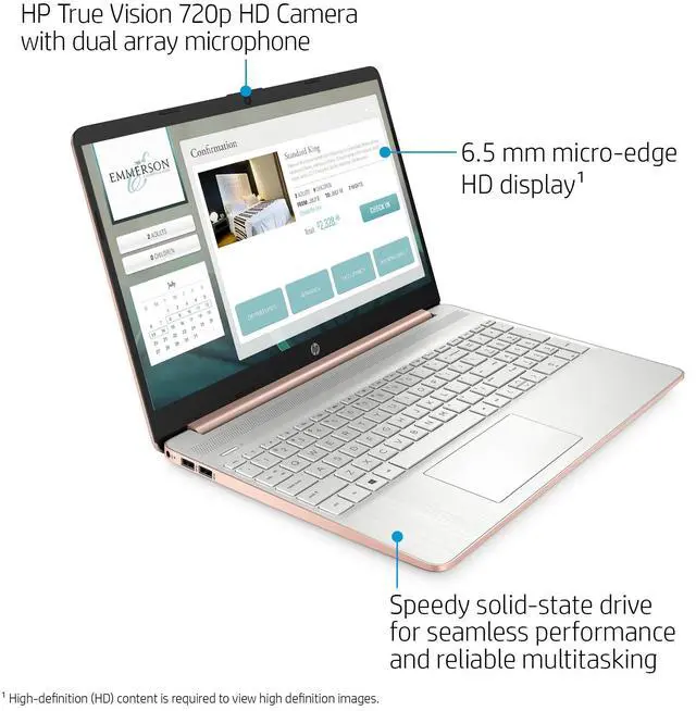 Alt view image 3 of 5 - HP 15.6" HD Laptop | AMD Athlon N3050 Processor| AMD Radeon Graphics| Mouse | Sleeve | Microsoft 365 | 4GB RAM | 512GB SSD |Windows 10 S |