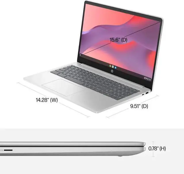 Alt view image 6 of 6 - HP 15.6" HD Chromebook Laptop |Intel Processor N200|Intel UHD Graphics| WIFI| Webcam| Silver | 8GB RAM DDR5 | 64GB SSD |Chrome OS |Bundle with Mouse Pad