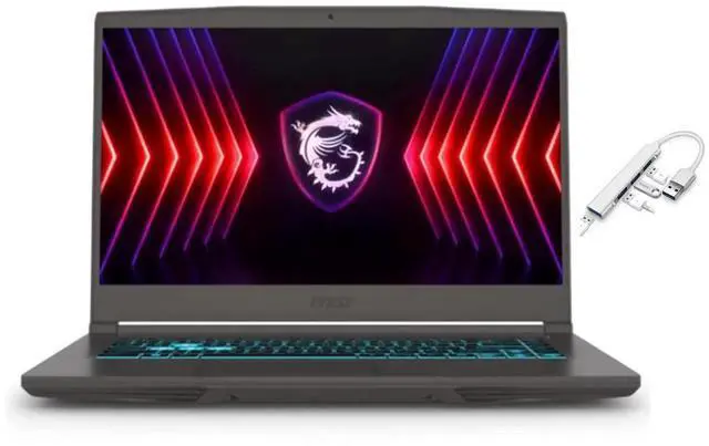 Main image of MSI Thin 15.6 inch FHD 144Hz Gaming Laptop|Intel Core i5-13420H|NVIDIA GeForce RTX 4050 6GB|Backlit| 64GB RAM  | 1024GB SSD  |Windows 11 Home |Bundle with USB 3.0 Hub