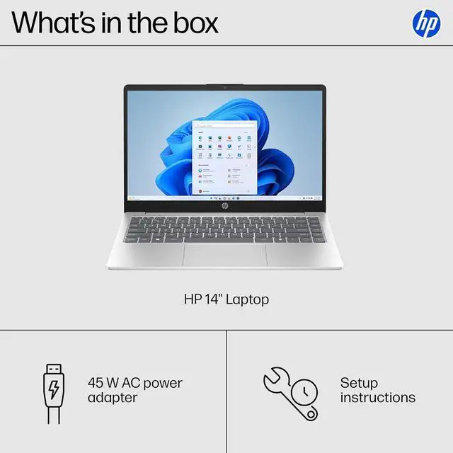 Alt view image 5 of 6 - HP 14 inch Laptop HD Display| Intel Core i3-N305 Processor| Intel UHD Graphics| Webcam|Copilot|Silver|  16GB RAM  | 1024GB SSD  | Windows 11 S | Bundle with  Laptop Stand