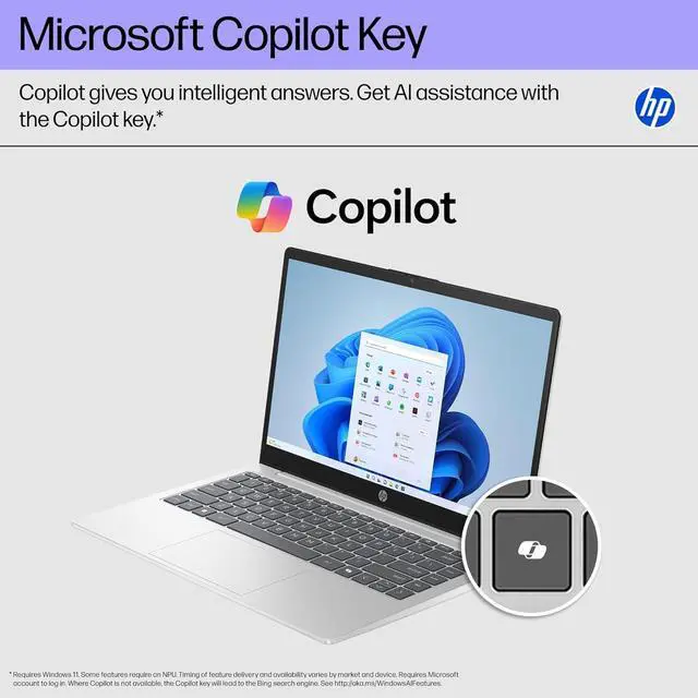 Alt view image 6 of 6 - HP 14 inch Laptop HD Display| Intel Core i3-N305 Processor| Intel UHD Graphics| Webcam|Copilot|Silver|  16GB RAM  | 1024GB SSD  | Windows 11 S | Bundle with  Laptop Stand