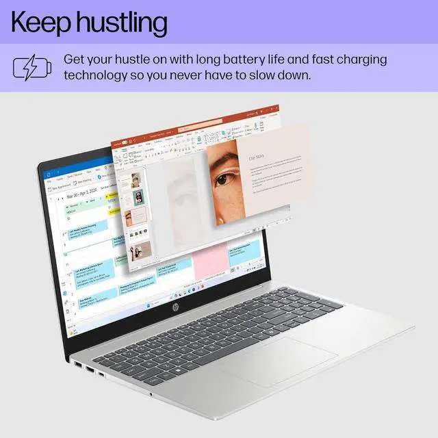 Alt view image 4 of 6 - HP 15.6 inch Laptop HD Touchscreen Display| AMD Ryzen 3 7320U(Beat Intel Core i5-1155G7)| AMD Radeon Graphics | Webcam|  8GB RAM DDR5 | 1024GB SSD  | Windows 11 Pro | Bundle with Office 2021