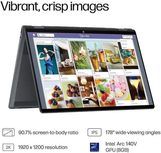 Alt view image 5 of 6 - HP OmniBook X Flip Copilot+ PC 16 WUXGA 2-in-1 Touchscreen Laptop|Intel Core Ultra 7 256V|Intel Arc 140V Graphics|Backlit| 16GB RAM DDR5 | 1024GB SSD |Windows 11 Home |Bundle with Stylus Pen