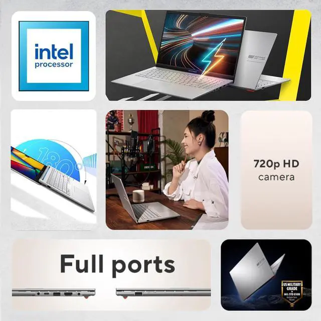 Alt view image 3 of 6 - ASUS Vivobook Go 15.6 FHD Laptop|Intel Processor N150|Intel UHD Graphics|Webcam|Silver| 8GB RAM DDR5 | 128GB SSD |Windows 11 Home |Bundle with Wireless Mouse