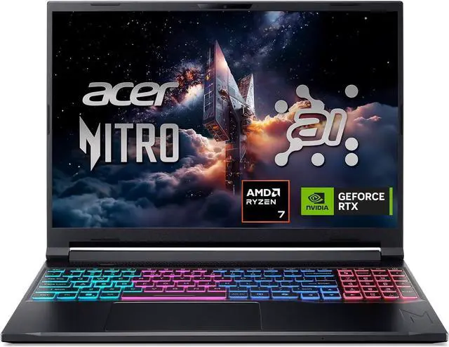 Alt view image 2 of 6 - Acer Nitro V Gaming Laptop 16" WUXGA IPS 180Hz Display|AMD Ryzen 7 260|NVIDIA GeForce RTX 5060 |Backlit|Black| 32GB RAM DDR5 | 1024GB SSD |Windows 11 Home |Bundle with Mouse Pad