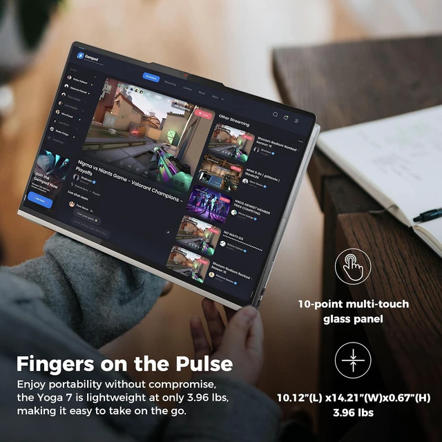 Alt view image 3 of 5 - Lenovo Yoga 7a 2-in-1 16 WUXGA LCD Touchscreen Laptop|AMD Ryzen AI 5 430|AMD Radeon Graphics|Backlit|Fingerprint| 16GB RAM DDR5 | 512GB SSD |Windows 11 Pro |Bundle with Stylus Pen