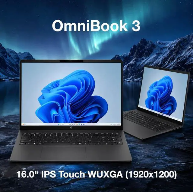Alt view image 3 of 5 - HP OmniBook 3 16" WUXGA Touchscreen Laptop |Intel Core Ultra 7 255U|Intel Graphics|Copilot|Webcam| 32GB RAM DDR5 | 1024GB SSD |Windows 11 Pro |Bundle with Stylus Pen