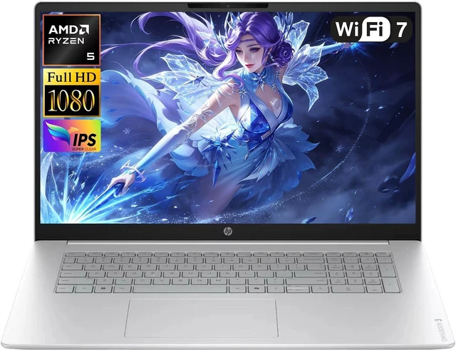 Main image of HP OmniBook 3 17.3" FHD IPS Laptop|AMD Ryzen 5 40(Beat i5-1155G7)|AMD Radeon 610M Graphics|Copilot|Silver| 8GB RAM DDR5 | 1024GB SSD |Windows 11 Home |Bundle with Laptop Stand