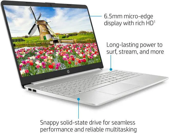 Alt view image 4 of 5 - Newest HP 15.6" diagonal HD Micro-edge Laptop | 10th Intel Core i3-1005G1 | 4GB DDR4| 128GB M.2 SSD| HDMI | HD Wecam | HDMI |Windows 10 | Natural Silver