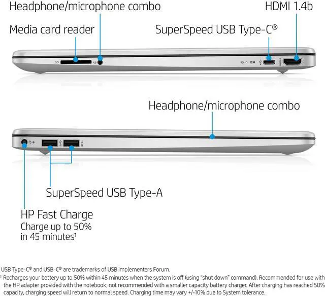 Alt view image 3 of 3 - New HP 15.6" HD Laptop | 10th Generation Intel Core i3-1005G1 Processor | Intel UHD Graphics | 8GB RAM | 256GB SSD | Windows 10 Home in S mode
