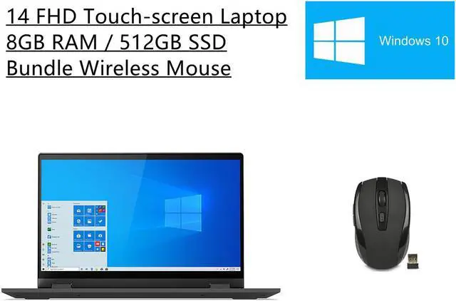Main image of Lenovo Flex 5 14" FHD IPS 2-in-1 Touchscreen Laptop | AMD Ryzen 7 4700U Processor | 8GB RAM | 512GB SSD | Windows 10 Home | Backlit Keyboard | Fingerprint Reader | Bundle Woov Wireless Mouse