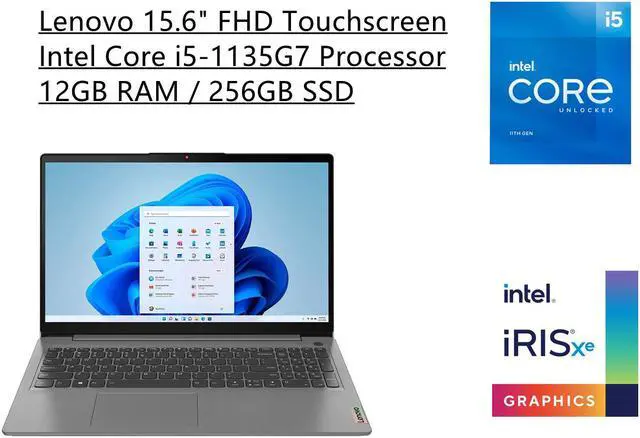 New Lenovo IdeaPad 3 15.6" FHD Touchscreen IPS Laptop | 11th Gen Intel Core i5-1135G7 Processor | 12GB RAM | 256GB SSD | Intel Iris Xe Graphics | Backlit Keyboard | Windows 10 Home S Mode
