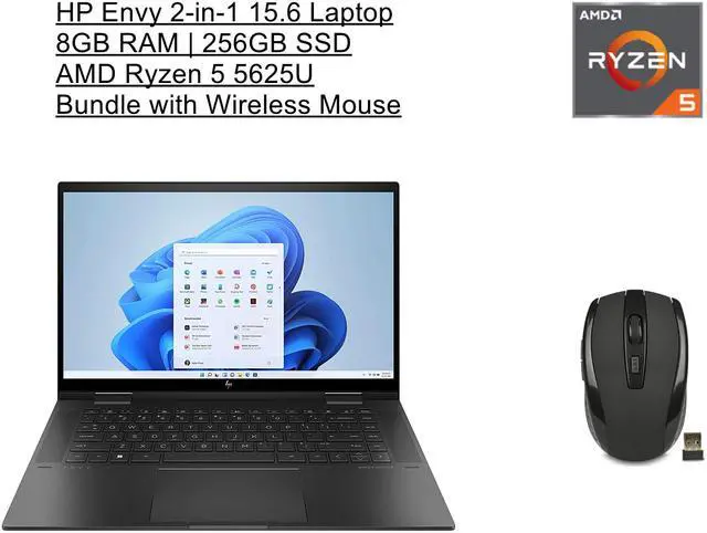 Main image of 2022 HP Envy X360 2-in-1 15.6" FHD IPS Touch-Screen Laptop | AMD Ryzen 5 5625U (Beat i7-1165G7) | 8GB RAM | 256GB SSD | Backlit Keyboard | Windows 11 Home | Bundle with Wireless Mouse