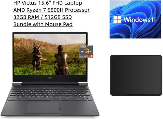 Main image of HP Victus 15.6" FHD Gaming Laptop |  AMD Ryzen 7 5800H Processor | NVIDIA GeForce RTX 3050 Ti | 32GB RAM | 512GB SSD | Windows 11 Home | Bundle with Mouse Pad