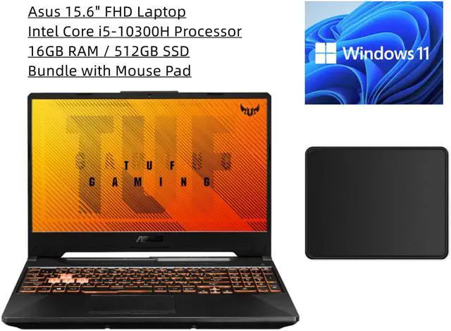 Main image of New Asus TUF 15.6" 144Hz FHD Gaming Laptop | Intel Core i5-10300H Processor | NVIDIA GeForce GTX 1650 | 16GB RAM | 512GB SSD | Windows 11 Home | Backlit Keyboard | Bundle with Mouse Pad