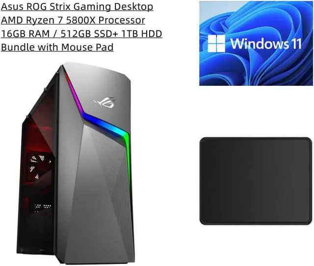 Main image of New Asus ROG Strix G10 Gaming Desktop | AMD Ryzen 7 5800X Processor | 16GB RAM | 512GB SSD+ 1TB HDD | NVIDIA GeForce RTX 3060 | Windows 11 Home | Bundle with Mouse Pad