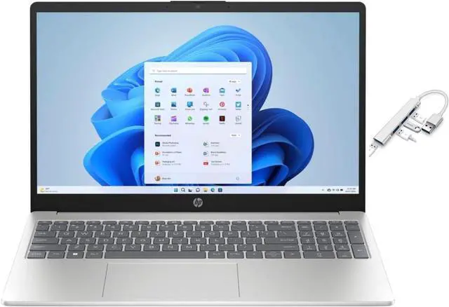 Main image of HP 15.6" FHD Laptop | AMD Ryzen 5 7520UBeat i7-1255U) | Integrated AMD Radeon graphics | 16GB RAM DDR5 | 2TB SSD | Windows 11 Home | Bundle with USB 3.0 Hub