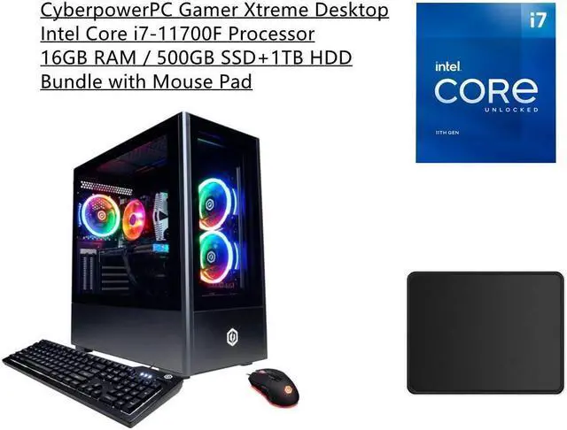 Alt view image 6 of 6 - CyberpowerPC Gamer Xtreme Gaming Desktop Computer | Intel Core i7-11700F Processor|RTX 3060 Ti Graphics | 16GB RAM | 500GB SSD+1TB HDD | Include Mouse and Keyboard | Win11 | Bundle with Mouse Pad