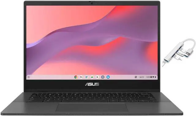 Main image of ASUS 14" FHD Chromebook Laptop | MediaTek Kompanio 520 | Integrated Graphics| WIFI |  4GB RAM  | 64GB SSD  | Chrome OS | Bundle with USB 3.0 Hub