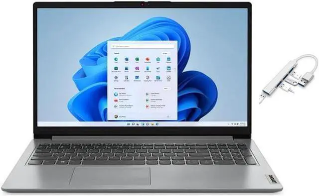 Main image of Lenovo IdeaPad 1i 15.6"FHD display  | 12th Generation Intel Core i5-1235U | Intel Iris Xe Graphics | HDMI | Grey  |  8GB RAM  | 512GB SSD  | Windows 11 S | Bundle with USB 3.0 Hub
