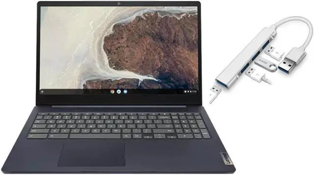 Main image of Lenovo IdeaPad 3i Chromebook 15.6 FHD Display | Intel Celeron N4500 | Intel UHD Graphics | HDMI | Abyss Blue | 8GB RAM | 64GB SSD | Chrome OS | Bundle with USB 3.0 Hub