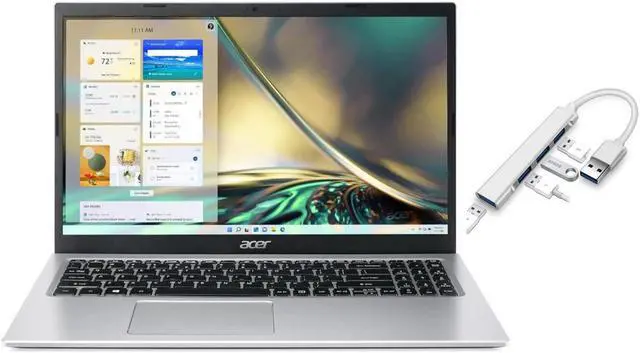 Main image of Acer Aspire 3 15.6 FHD Display | Intel Core i7-1165G7 2.8 GHz | Intel Iris Xe Graphics|WiFi |Bluebooth | Silver | 8GB RAM | 1024GB SSD | Windows 11 Home | Bundle with USB 3.0 Hub