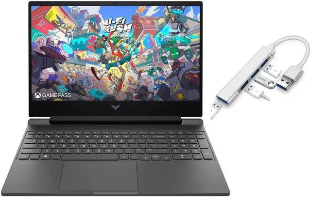 Main image of HP Victus 15.6" FHD 144HZ Gaming Laptop | AMD Ryzen 5-7535HS (Beat i7-11800H) | AMD Radeon RX 6550M|Backlit keyboard| 8GB RAM DDR5 | 512GB SSD | Windows 11 Home | Bundle with USB 3.0 Hub