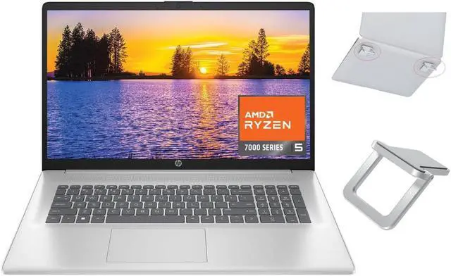 Main image of HP 17.3 inch FHD Display Laptop | AMD Ryzen 5 7520U((Beat i7-1165G7) | AMD Radeon Graphics | Webcam| Bluetooth | Silver| 16GB RAM | 512GB SSD | Windows 11 Home |Bundle with Laptop Stand