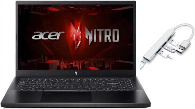 Main image of Acer Nitro V 15.6" FHD 144Hz Gaming Laptop | Intel Core i5-13420H 2.1GHz | NVIDIA GeForce RTX 4050 | Backlit | Camera | Black | 16GB RAM DDR5 | 512GB SSD | Windows 11 Home | Bundle with USB 3.0 Hub