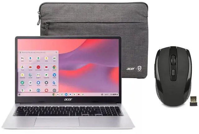 Alt view image 6 of 6 - Acer Chromebook 315 15.6 HD Laptop | Intel Pentium N6000 1.1GHz|Intel UHD Graphics | 720p webcam | Sleeve | Silver | 4GB RAM | 128GB SSD | Chrome OS | Bundle with USB 3.0 Hub