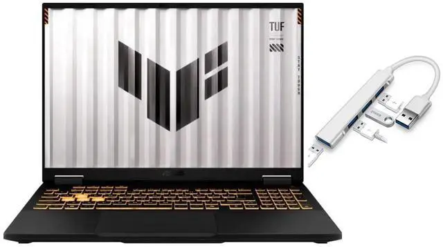 Main image of ASUS TUF 16" FHD+ 165Hz Gaming Laptop | Intel Core i7-14650HX |NVIDIA GeForce RTX 5060| Backlit |Backlit| 64GB RAM DDR5 | 1024GB SSD |Jaeger Gray |Windows 11 Home |Bundle with USB 3.0 Hub