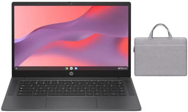 Main image of HP Chromebook 14 inch HD Display Laptop | Intel Processor N100 | Intel UHD Graphics | WIFI | Grey | 8GB RAM | 128GB SSD |Chrome OS |Bundle with Grey Bag