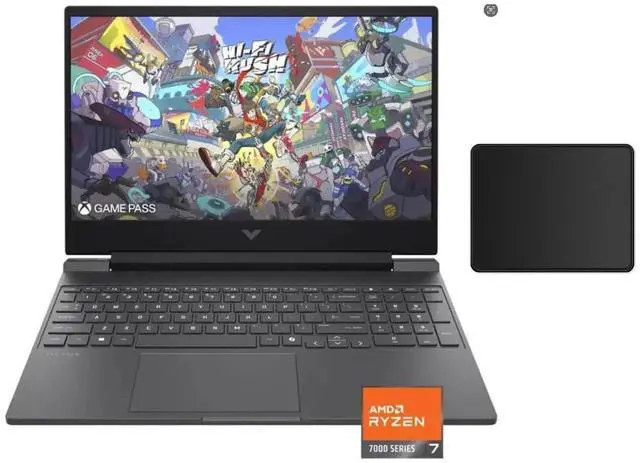 Main image of HP Victus 15.6" 144Hz Full HD Gaming Laptop | AMD Ryzen 7 7445HS |NVIDIA GeForce RTX 4050|Copilot |Backlit| 32GB RAM DDR5 | 512GB SSD |Mica Silver |Windows 11 Home |Bundle with Mouse Pad