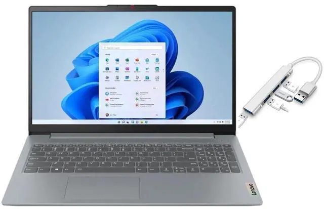 Main image of Lenovo IdeaPad Slim 3i 15.6" Full HD Laptop | Intel Core i3-N305 | Intel UHD Graphics| Copilot | Webcam| Grey | 8GB RAM | 128GB SSD |Windows 11 S |Bundle with USB 3.0 Hub