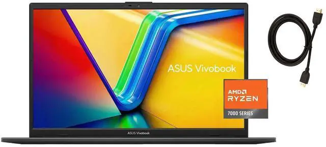 Main image of ASUS Vivobook Go 15.6 FHD Slim Laptop |AMD Ryzen 3 7320U(Beat i3-1315U)| AMD Radeon Graphics |Webcam |WIFI|Black| 8GB RAM DDR5 | 2TB SSD |Windows 11 S |Bundle with HDMI Cable