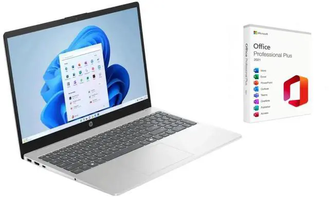 Main image of HP 15.6" Touch-Screen Laptop |Intel Core i3-1315U Processor| Intel UHD Graphics |Webcam |Copilot|Silver| 16GB RAM | 256GB SSD |Windows 11 Pro |Bundle with Microsoft Office 2021