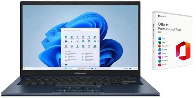 Main image of ASUS Vivobook 14" FHD Laptop |Intel Core i5-1334U| Intel UHD Graphics |Webcam |Bluetooth|Blue| 16GB RAM | 1024GB SSD |Windows 11 Pro |Bundle with Microsoft Office 2021