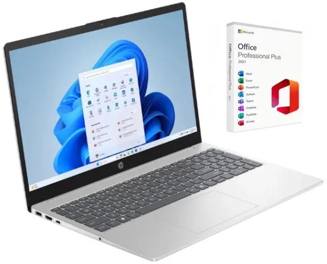 Main image of HP 15.6 inch FHD IPS Touch Display | AMD Ryzen 7 7730U(Beat Intel Core 7 150U) | AMD Radeon graphics| Silver | Webcam |  32GB RAM  | 2TB SSD  | Windows 11 Pro | Bundle with Office 2021