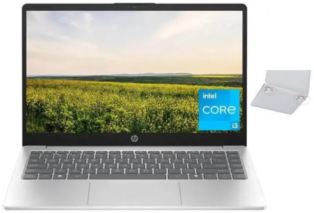 Main image of HP 14 inch Laptop HD Display| Intel Core i3-N305 Processor| Intel UHD Graphics| Webcam|Copilot|Silver|  16GB RAM  | 1024GB SSD  | Windows 11 S | Bundle with  Laptop Stand