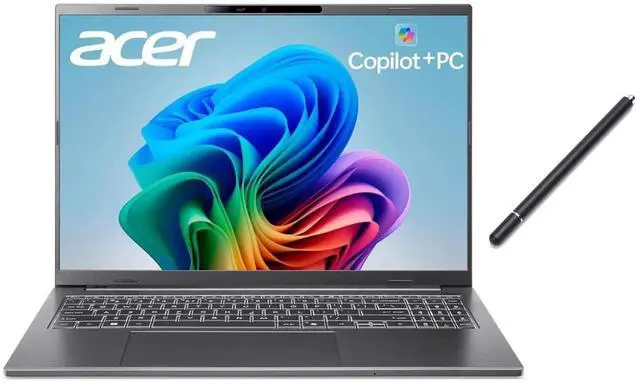 Main image of Acer Aspire 16" WUXGA (1920 x 1200) AI Copilot Touchscreen Laptop|Snapdragon X X1-26-100|Qualcomm Adreno GPU Graphics|Backlit|Grey| 16GB RAM DDR5 | 1024GB SSD |Windows 11 Home |Bundle with Stylus Pen