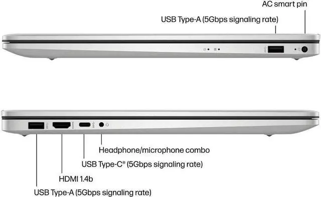 Alt view image 4 of 4 - HP Essential 17-cn2083dx Daily Traditional Laptop, 17.3" FHD 1920*1080 Non-touch 60Hz, Intel Core i3-1215U, Intel UHD Graphics, 8GB DDR4 SODIMM, 256GB PCIe M.2 SSD, Wi-Fi 5, Windows 11 Home, Silver