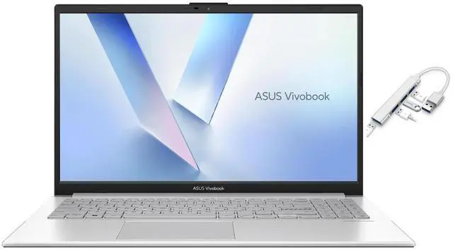 Main image of ASUS Vivobook Go 15.6 FHD Laptop|Intel Processor N150|Intel UHD Graphics|Webcam|Silver| 8GB RAM DDR5 | 128GB SSD |Windows 11 Home |Bundle with USB 3.0 Hub