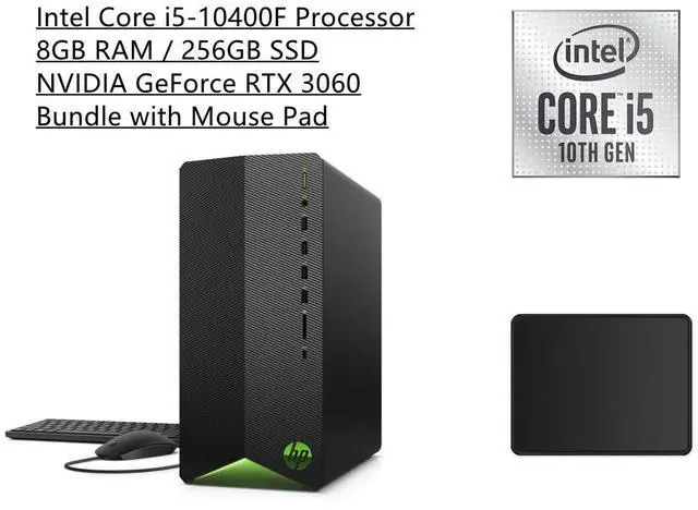 Main image of HP Pavilion Gaming Desktop/Intel® Core i5-10400F Processor/8GB RAM/ 256GBSSD /NVIDIA® GeForce RTX 3060 graphics card with 12 GB GDDR6 dedicated memory/Bundle with Mouse Pad